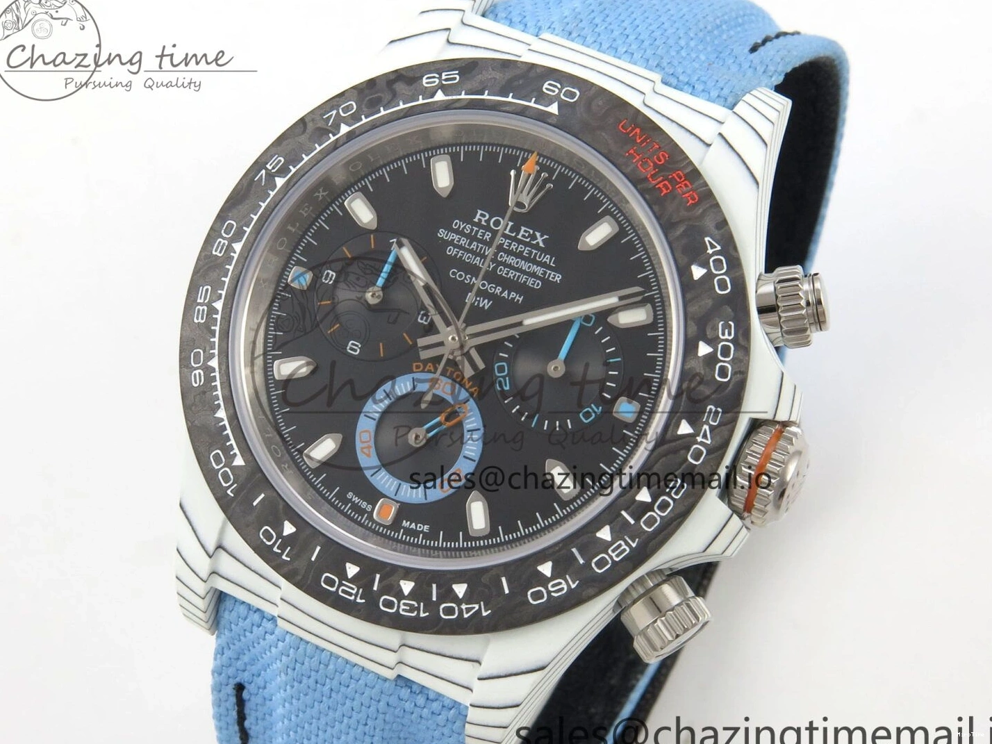 MiroTime 0403 Attractive Daytona DIW Carbon Case and Bezel DIWF Edition Black Dial on Blue Nylon Strap A 71